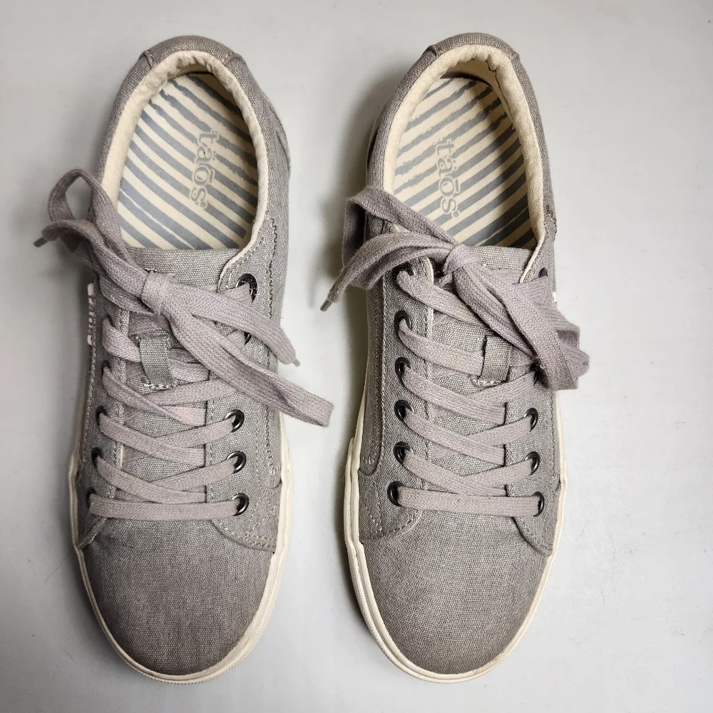 Taos Plim Soul Womens |8.5| Gray Wash Canvas Comfort Sneakers